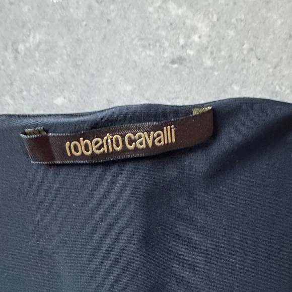 Roberto Cavalli Multicolor Pink & Black Lace-Trim V-Neck Top - Picture 6 of 8